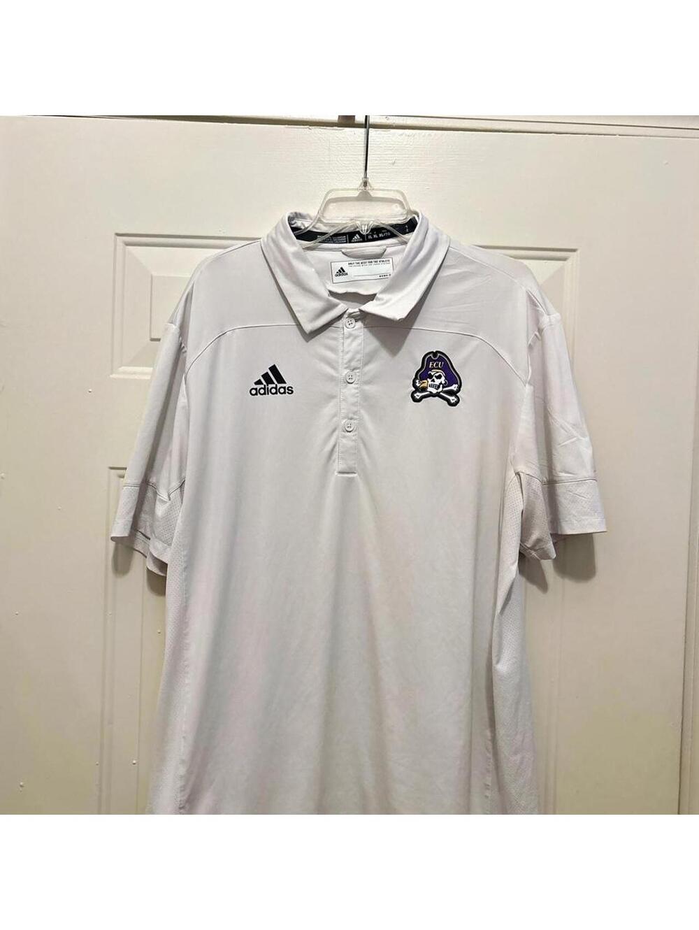 Adidas White Polo Shirt with Pirate Logo, Size XL